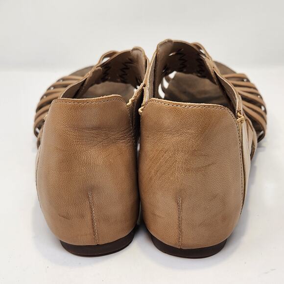 Chocolat Blu Vivienne Tan Woven Leather Ankle Sandal Cork Women Size 10 Slip On - Picture 6 of 8